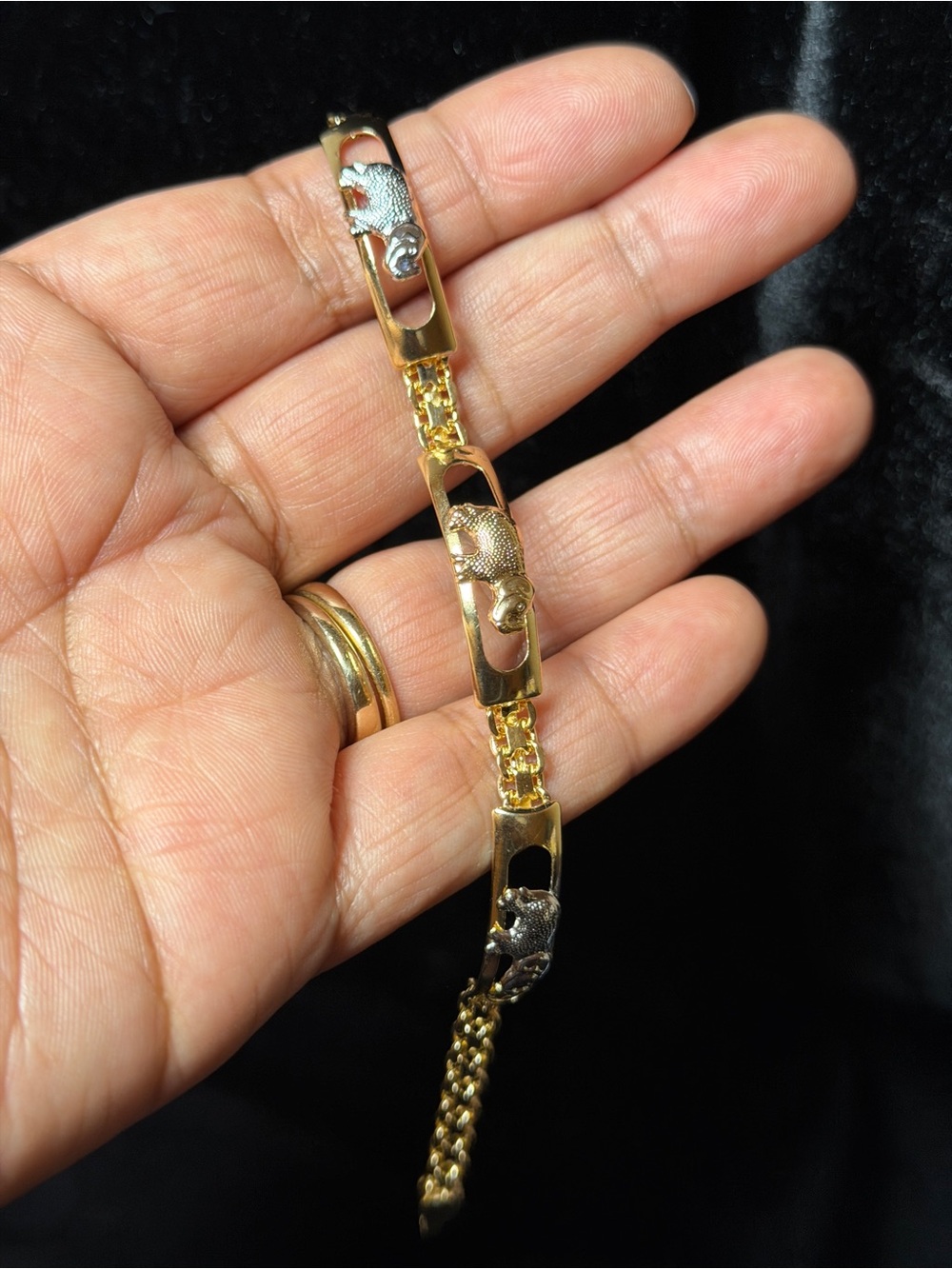 18k Gold Filled Two Toned Elephant Link Bracelet - Women’s Bracelet Size 7